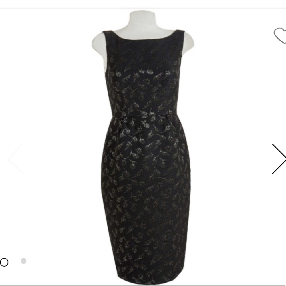 St. John Crepe Metallic Jacquard Bateau Neck Dress - Picture 1 of 4